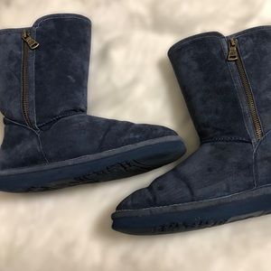 Lamo Faux Fur Pale Blue Pull-on Winter Boots With Zipper